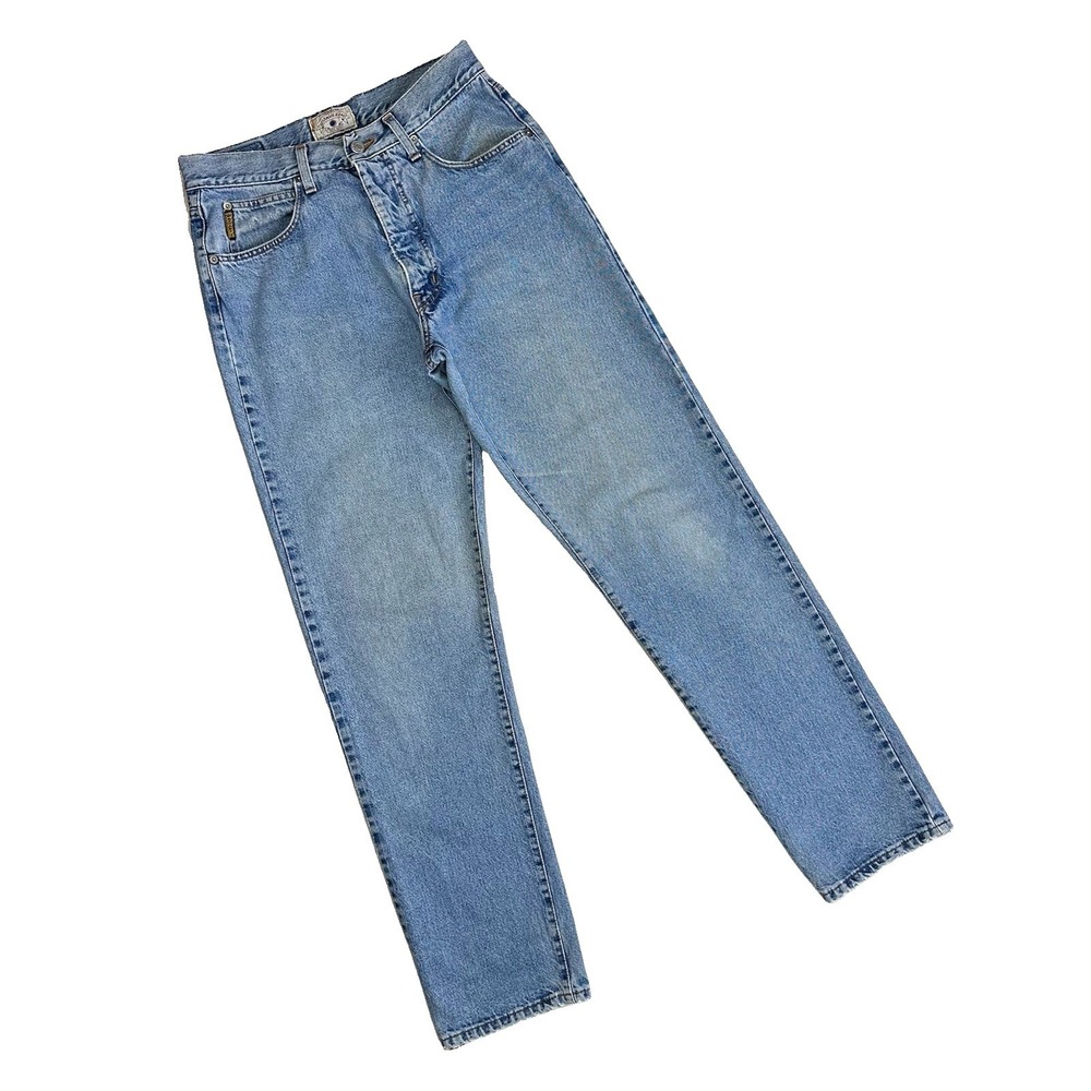 Vtg 90s Giorgio Armani Jeans Light Wash Jeans Straight Tapered Men Fits 30x32